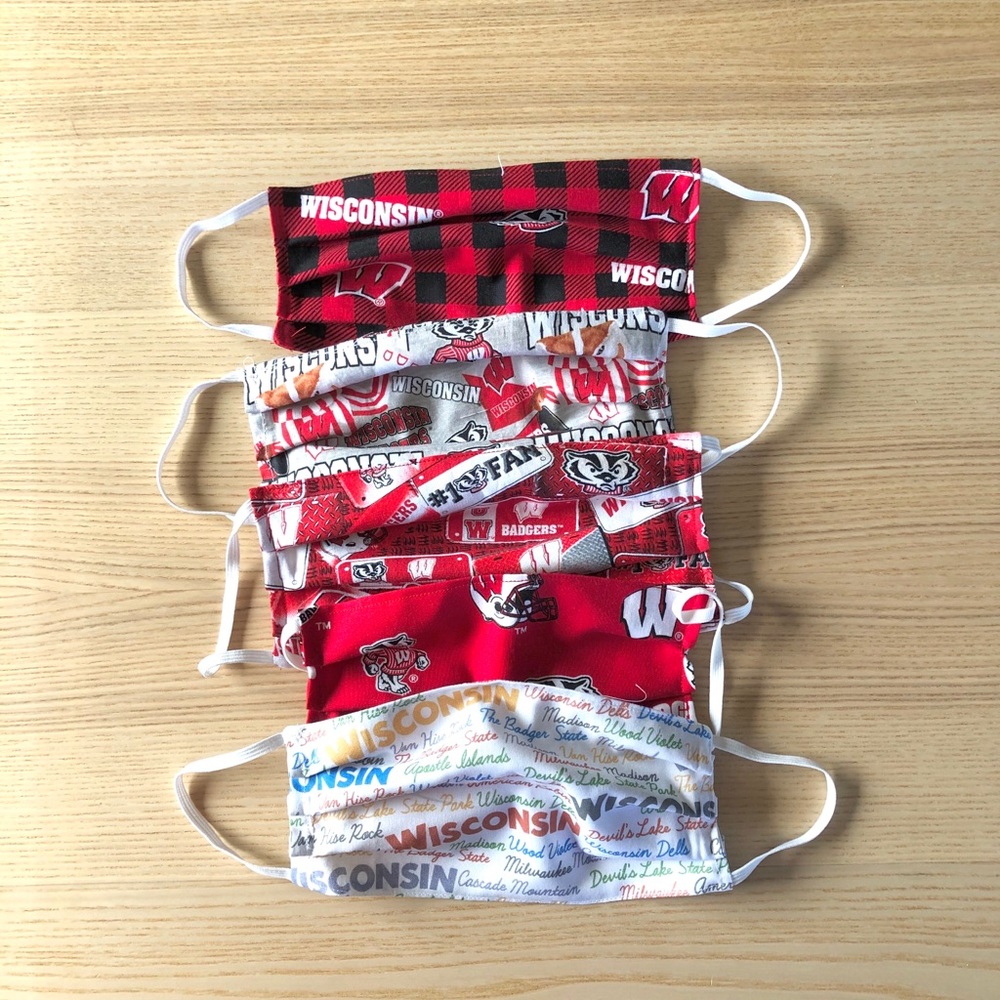 5 for $15 Wisconsin themed face masks